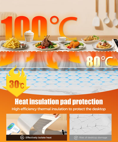 Electric Food Warming Mat – 26/36/46 x 15 Inch Buffet Warmer with Timer, Fast Heating & Safety Lock