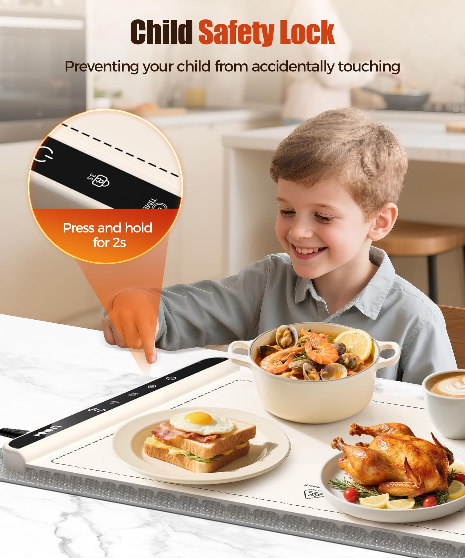 Electric Food Warming Mat – 26/36/46 x 15 Inch Buffet Warmer with Timer, Fast Heating & Safety Lock